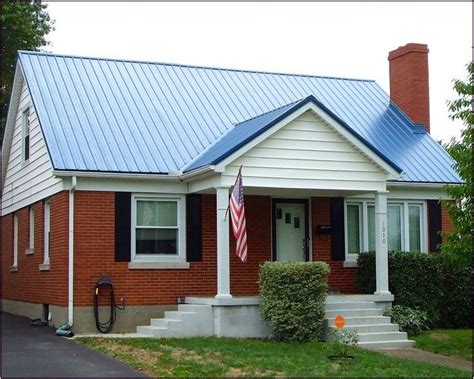 red brick house with blue metal roof|red brick roof color chart.